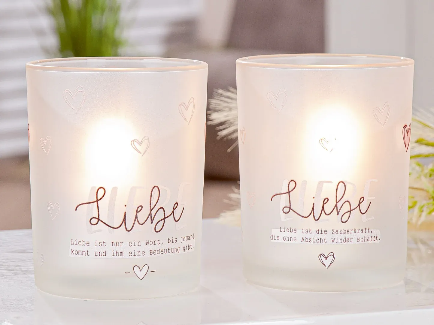 Windlicht "Liebeswunder" aus Glas, Stimmungsbild