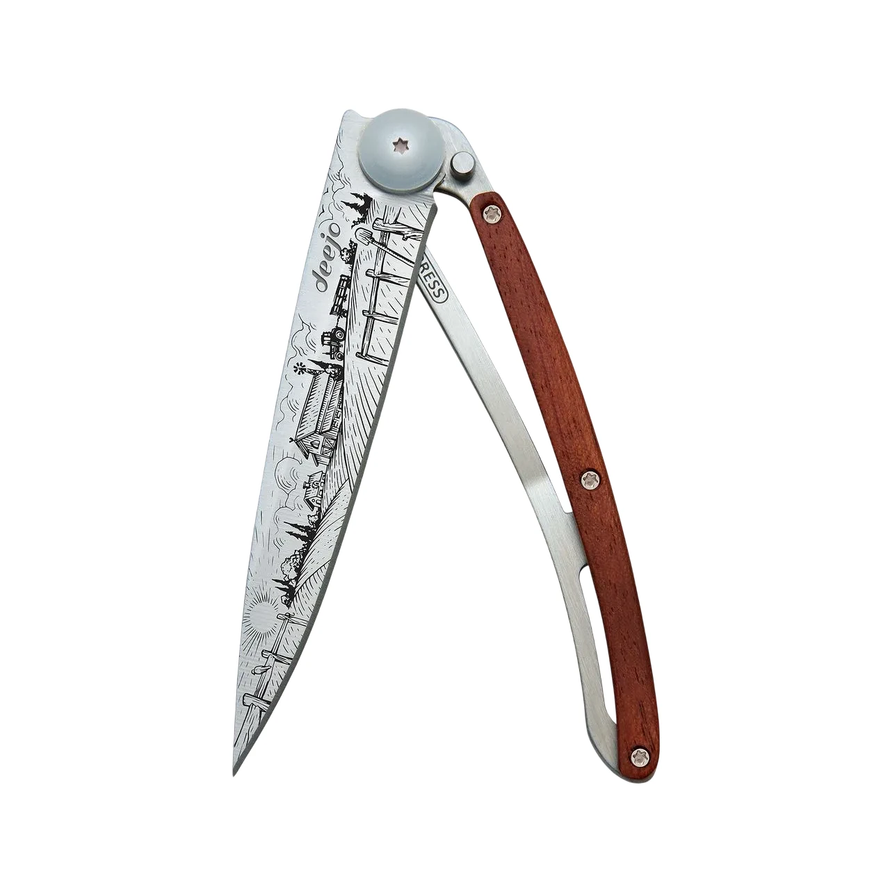 Deejo 37g - Taschenmesser mit Korallenholzgriff - Auf dem Bauernhof