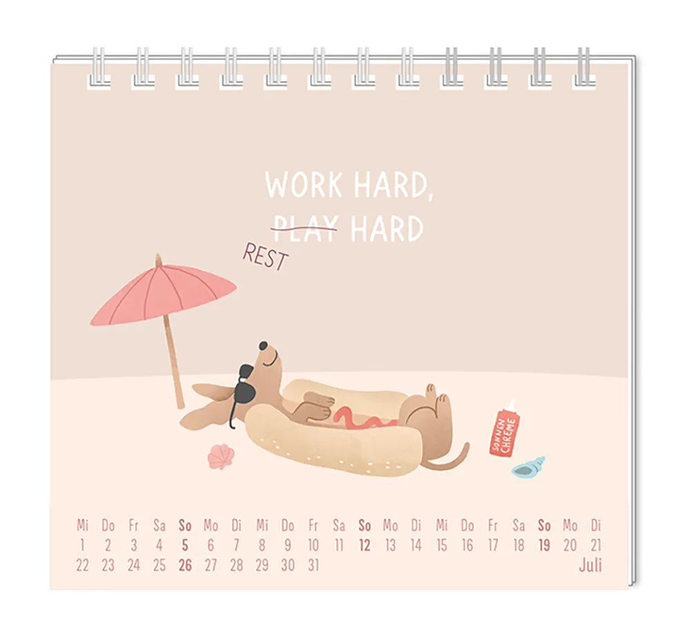 Mini Kalender "Chill Mode" 2026 von Grafik Werkstatt, Monat Juli