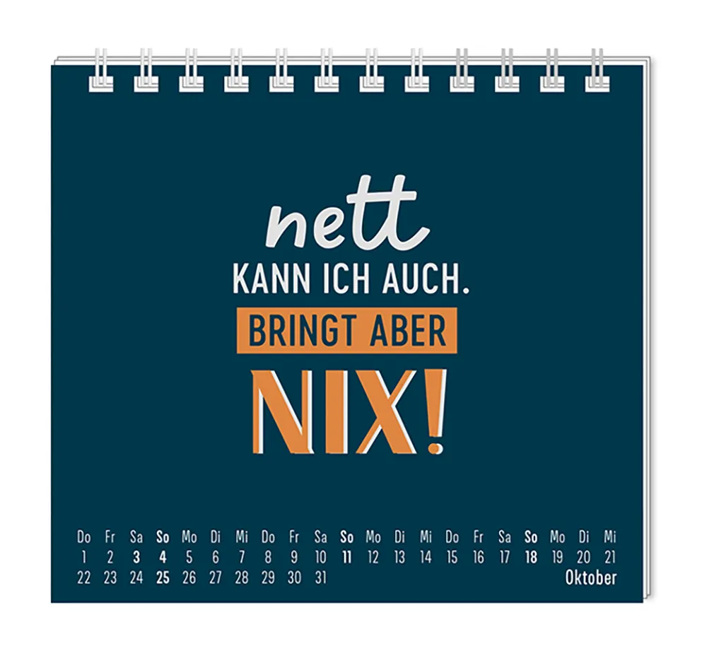 Mini Kalender "Nett kann ich" 2026 von Grafik Werkstatt, Monat Oktober