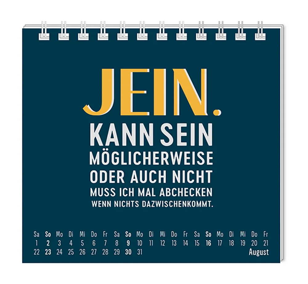 Mini Kalender "Nett kann ich" 2026 von Grafik Werkstatt, Monat August