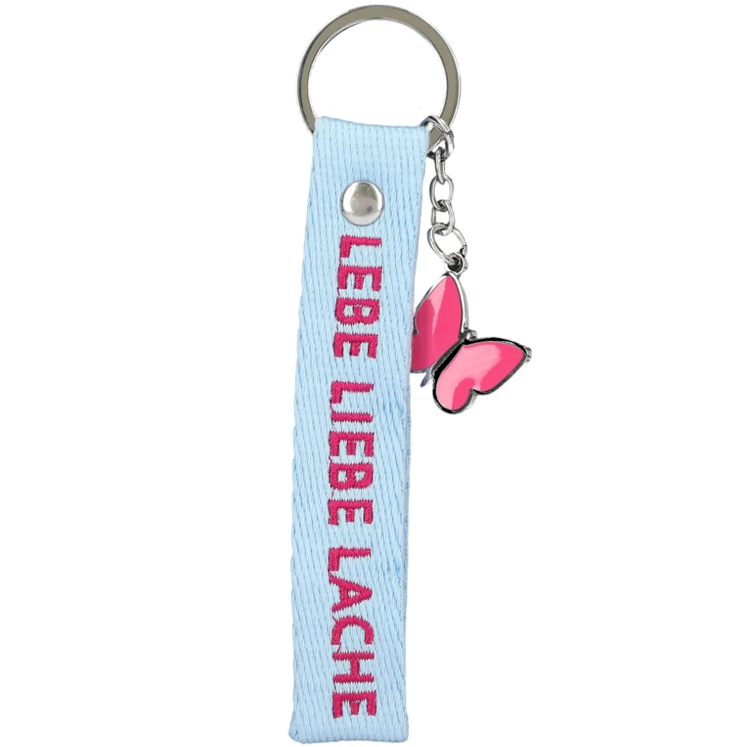 Kurzband-Schlüsselanhänger "Lebe Liebe Lache"