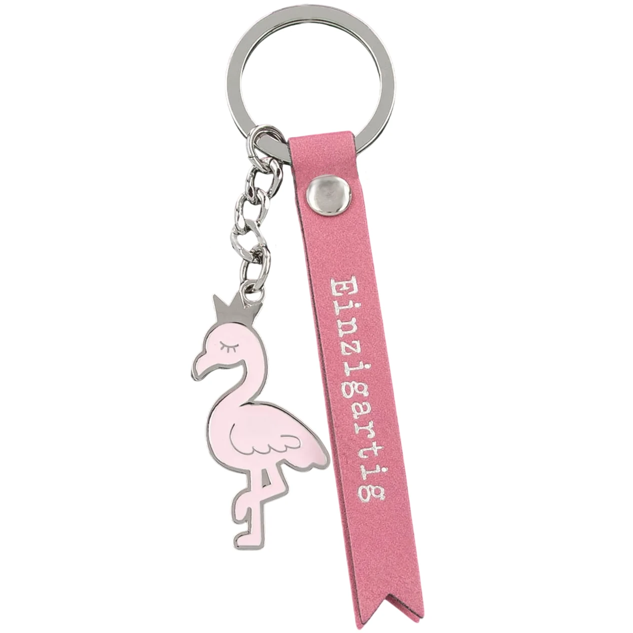 Fähnchen-Schlüsselanhänger "Einzigartig" mit Flamingo