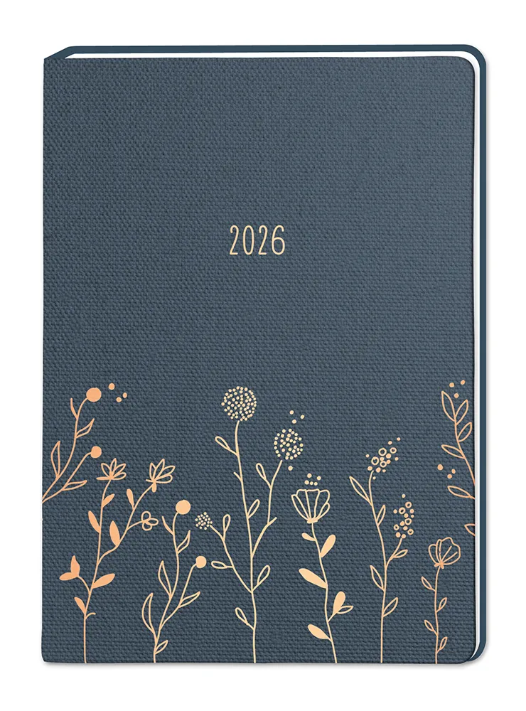 Terminplaner "Blumen" 2026 im Leinenlook - Grafik Werkstatt, Cover
