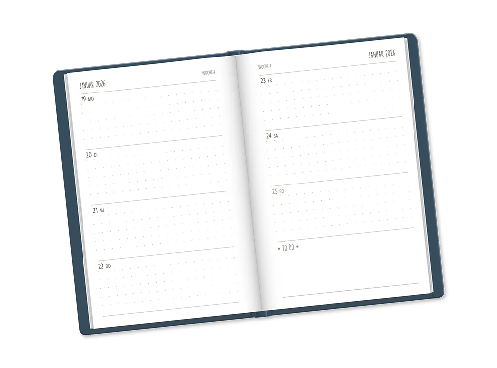 Terminplaner "Blumen" 2026 im Leinenlook - Grafik Werkstatt, Wochenübersicht