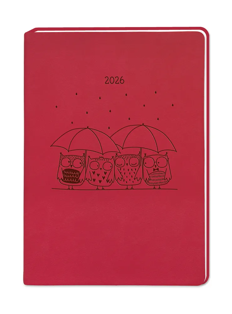 Terminplaner "Eulen" 2026 im Lederlook - Grafik Werkstatt