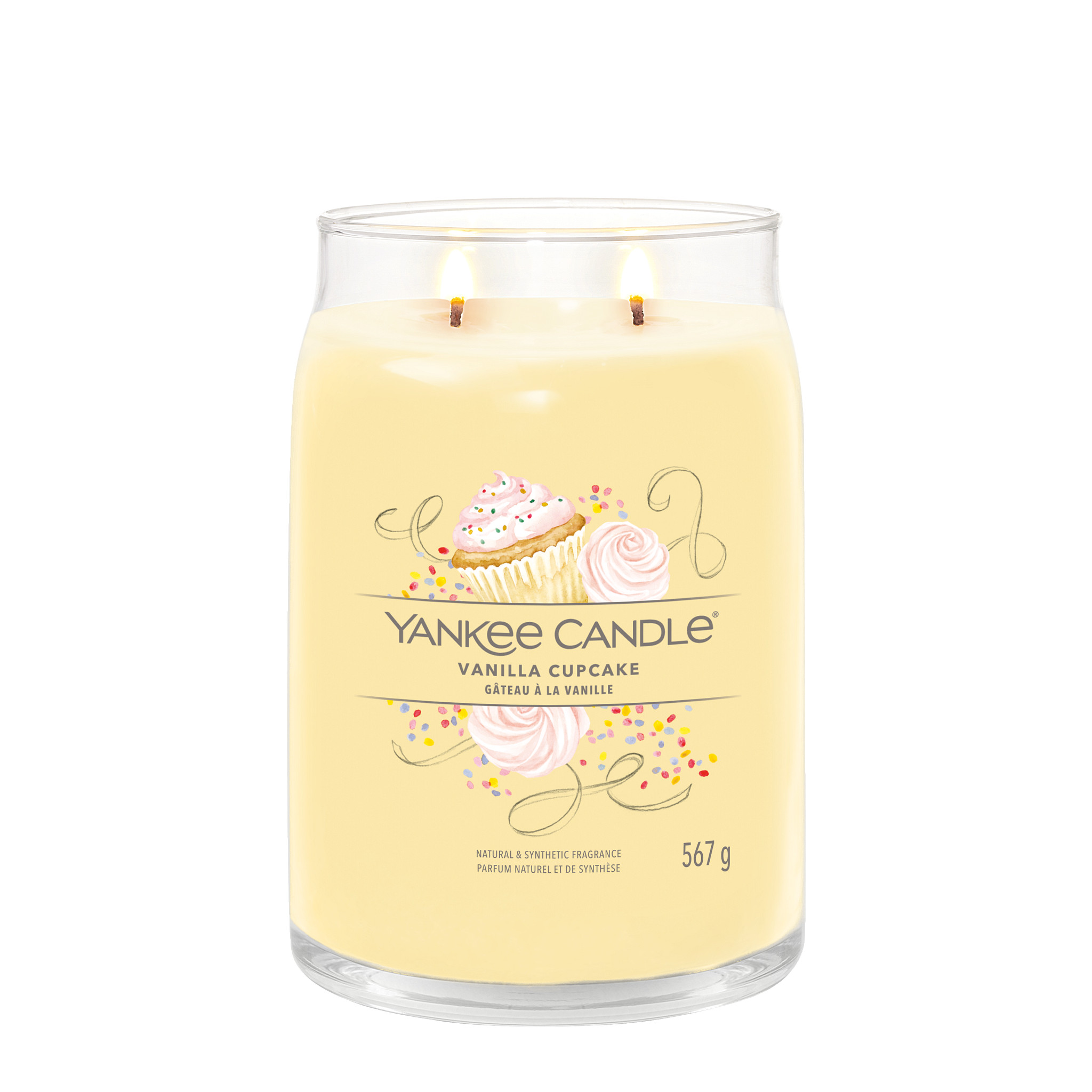 Yankee Candle Duftkerze - Vanilla Cupcake, großes Glas - brennend