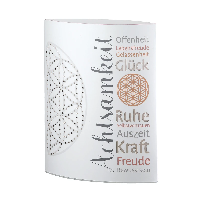 Dekoleuchte "AchtsamZeit" aus Papier mit ausgestanzten Punkten Blume des Lebens