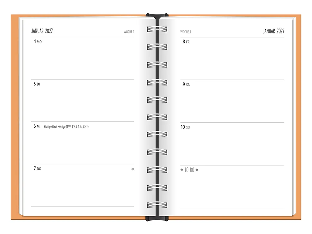 Terminplaner 2026 Hardcover Happymacher - Grafik Werkstatt, Wochenübersicht