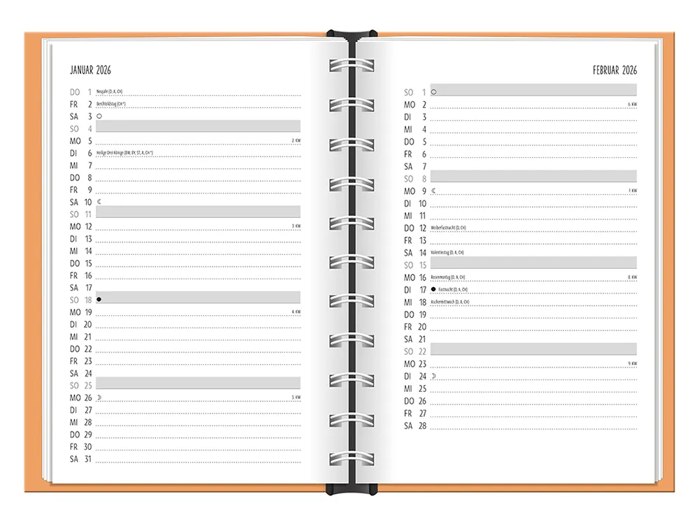 Terminplaner 2026 Hardcover Happymacher - Grafik Werkstatt, Monatsübersicht