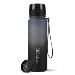 Trinkflasche 720DGREE uberBottle softtouch mit Sieb 500 ml, Grau/Schwarz
