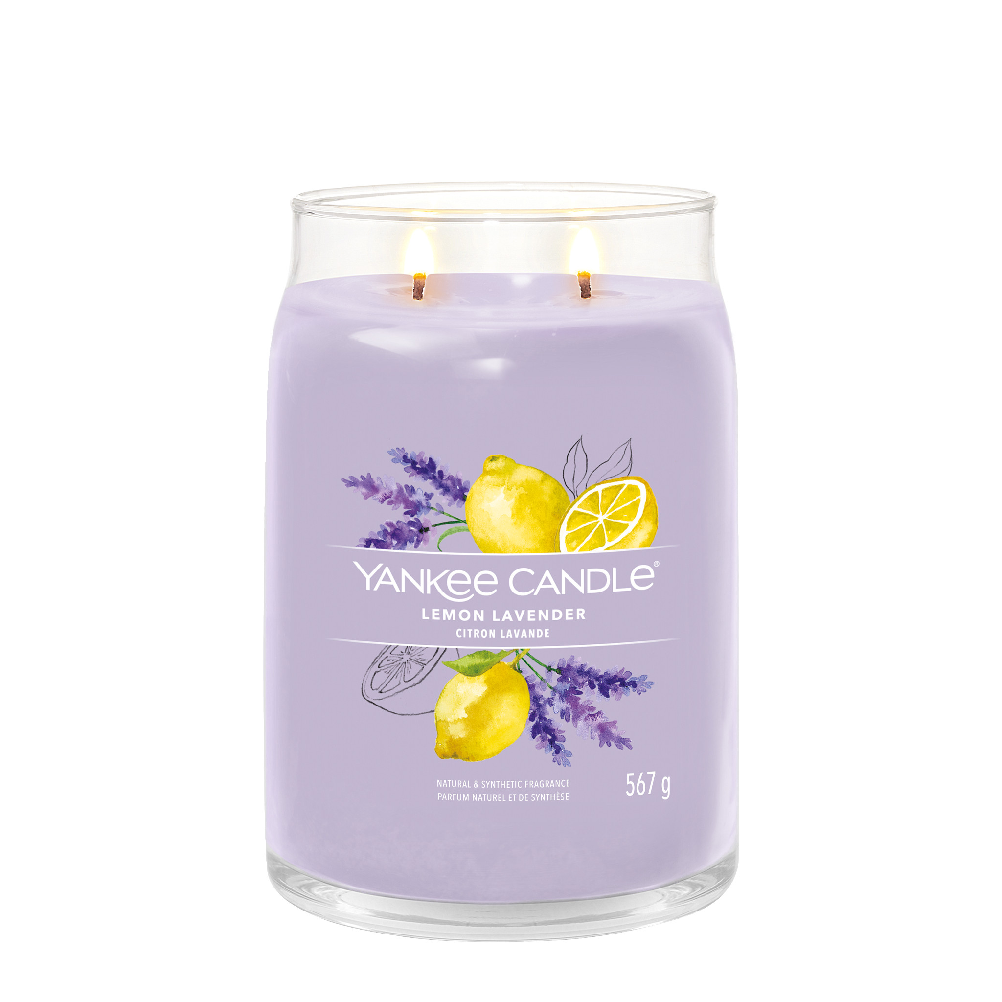 Yankee Candle Duftkerze - Lemon Lavender, großes Glas - brenned