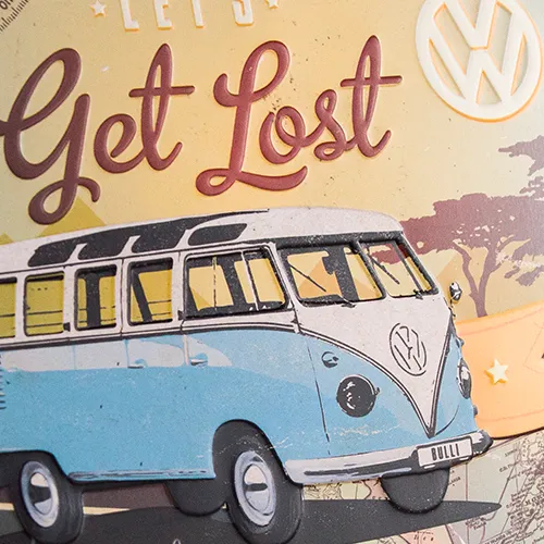 Nostalgic-Art Blechdose VW Bulli - Get Lost, Flach, Prägung im Detail