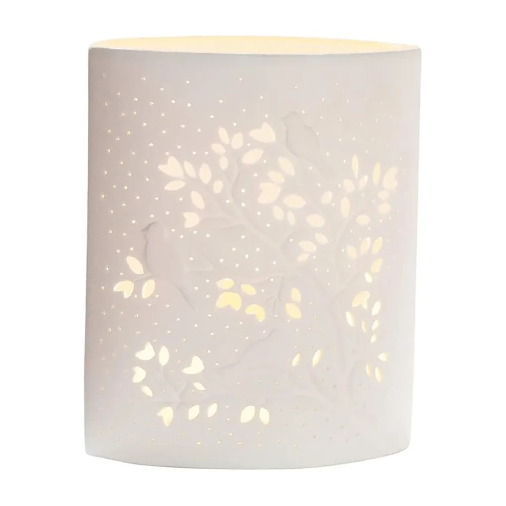 Tischleuchte "Zweig mit Vögeln" aus Porzellan