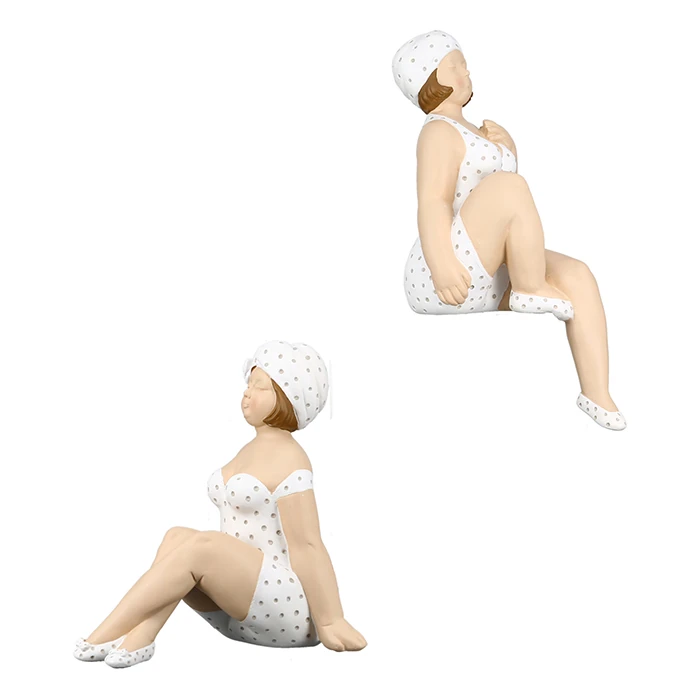 Kantensitzer-Figur Badenixe "Becky" Weiß, groß
