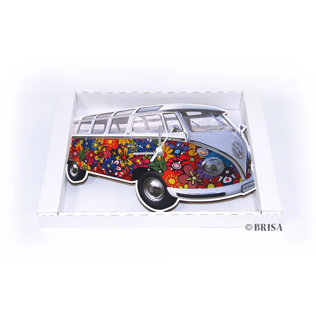 VW T1 Bus Wanduhr "Flower"
