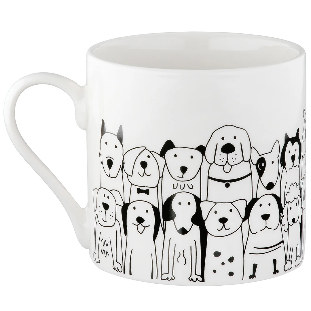 Tasse "Hundebande" aus Porzellan mit Hundmotiv
