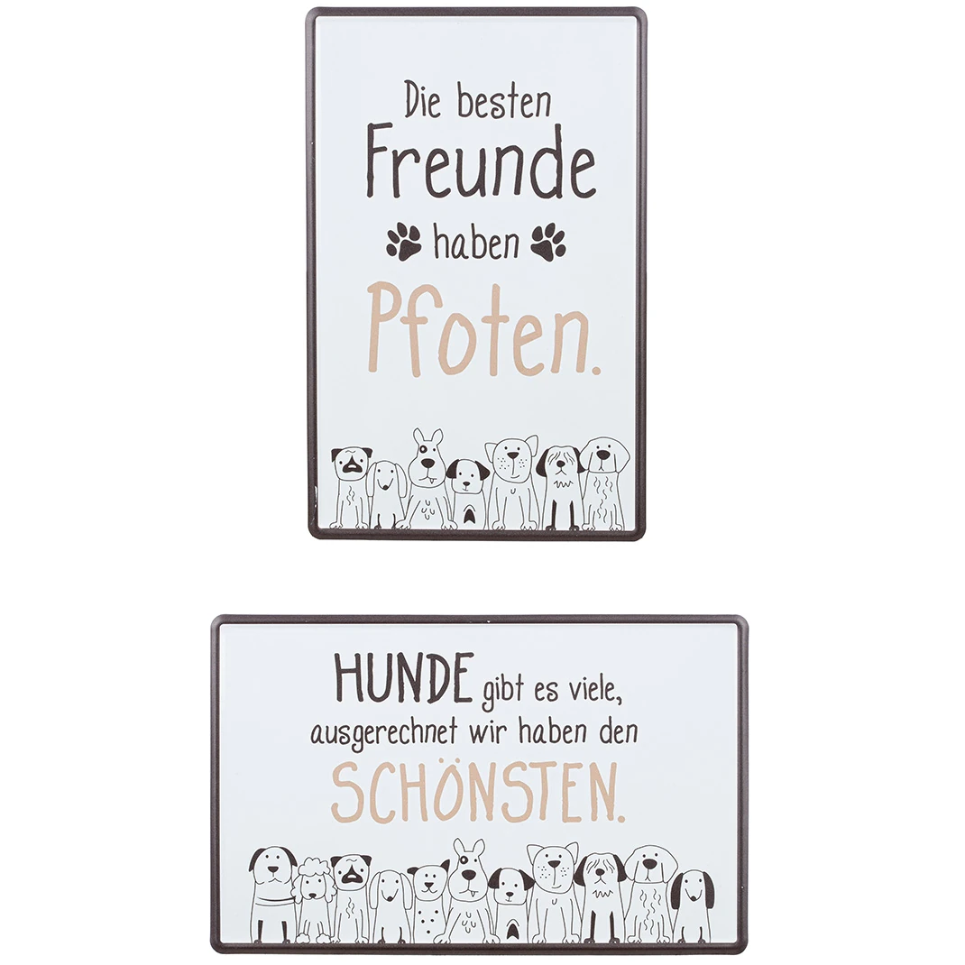 Blechschild "Hundebande" mit Spruch, 30x19 cm