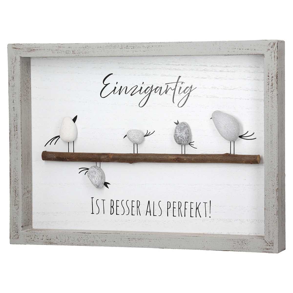 Steinbild „Vogelparade“ mit Spruch