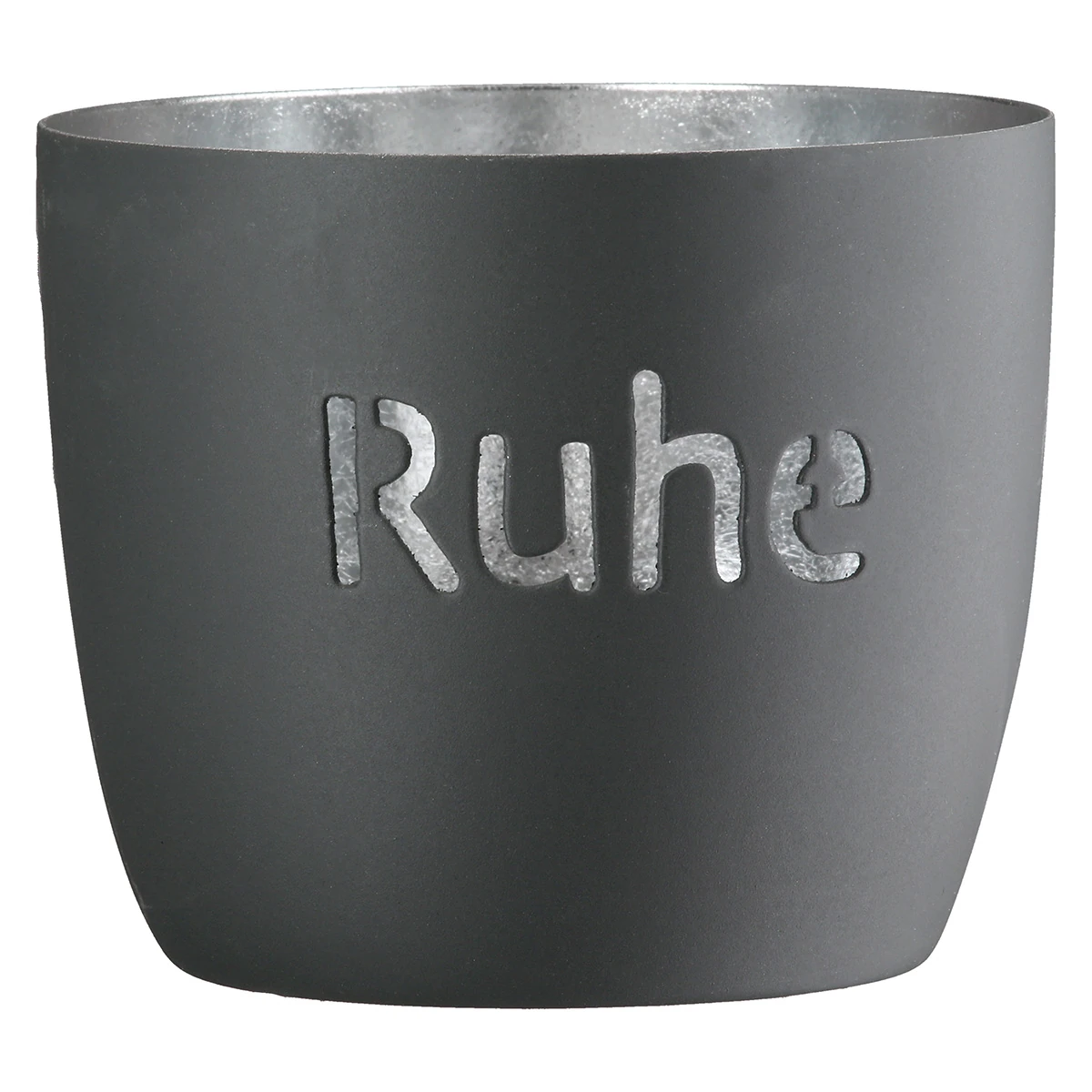 Windlicht "Glück / Ruhe / Kraft" aus Metall Schwarz