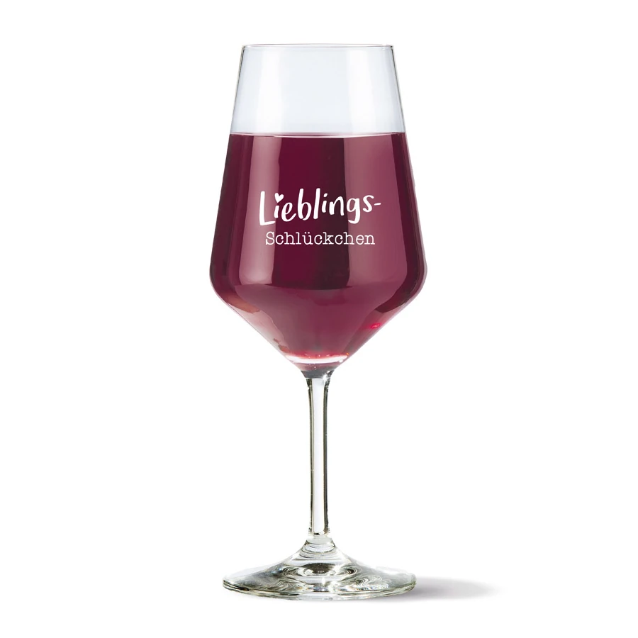 Weinglas mit Spruch „Lieblingsschlückchen“
