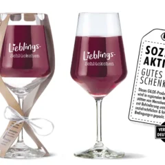 Weinglas mit Spruch „Lieblingsschlückchen“