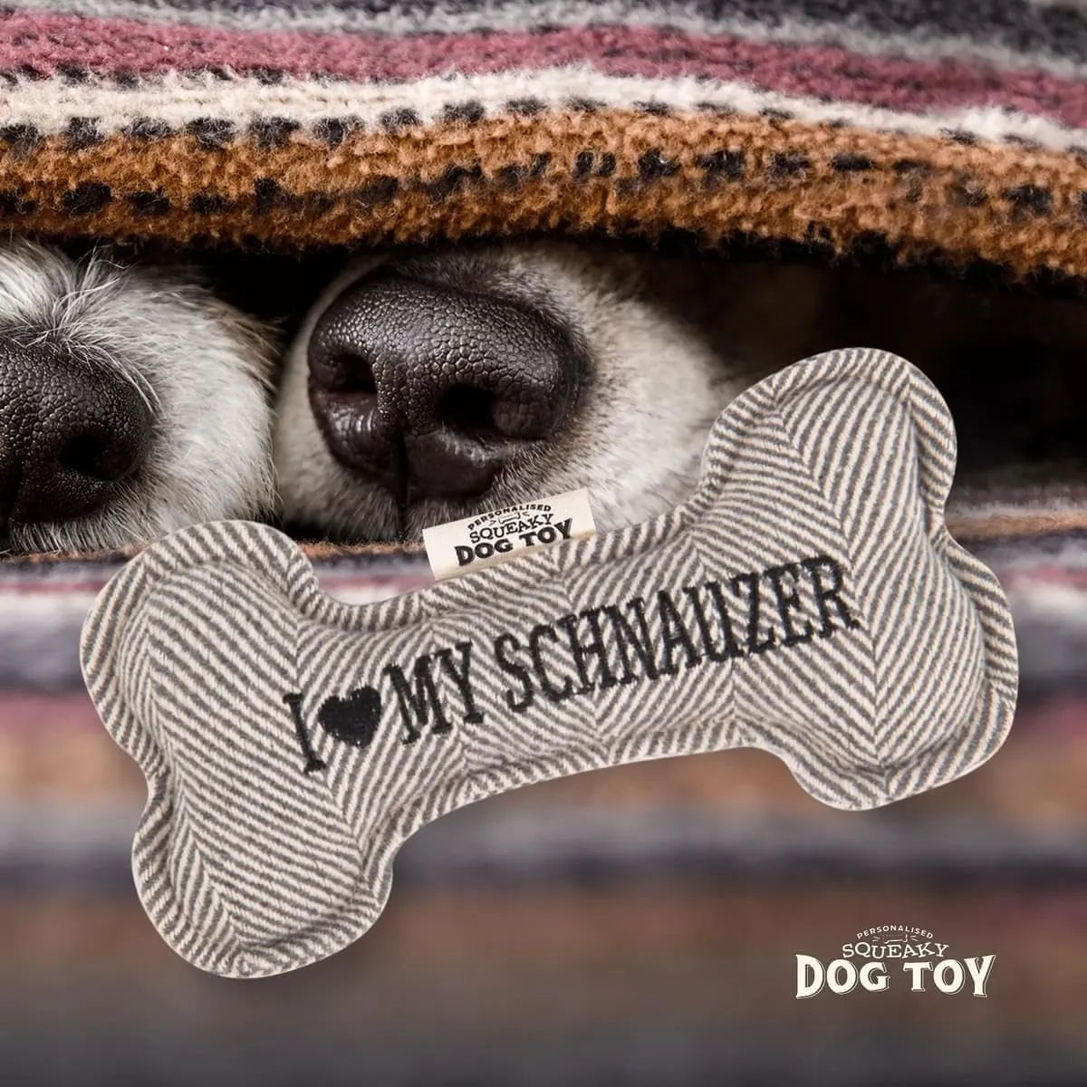 Personalisiertes Hundespielzeug mit Name, Hunderasse oder Spruch – mit Quietschfunktion