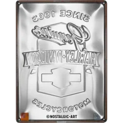 Nostalgic-Art Blechschild Harley-Davidson Genuine Motorcycles Ribbon, 30 x 40 cm