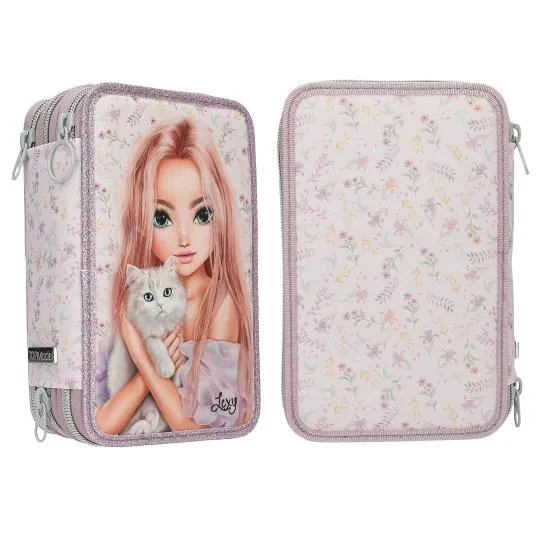 TOPModel 3-Fach Federtasche Blooming Kitty, Front & Rückseite