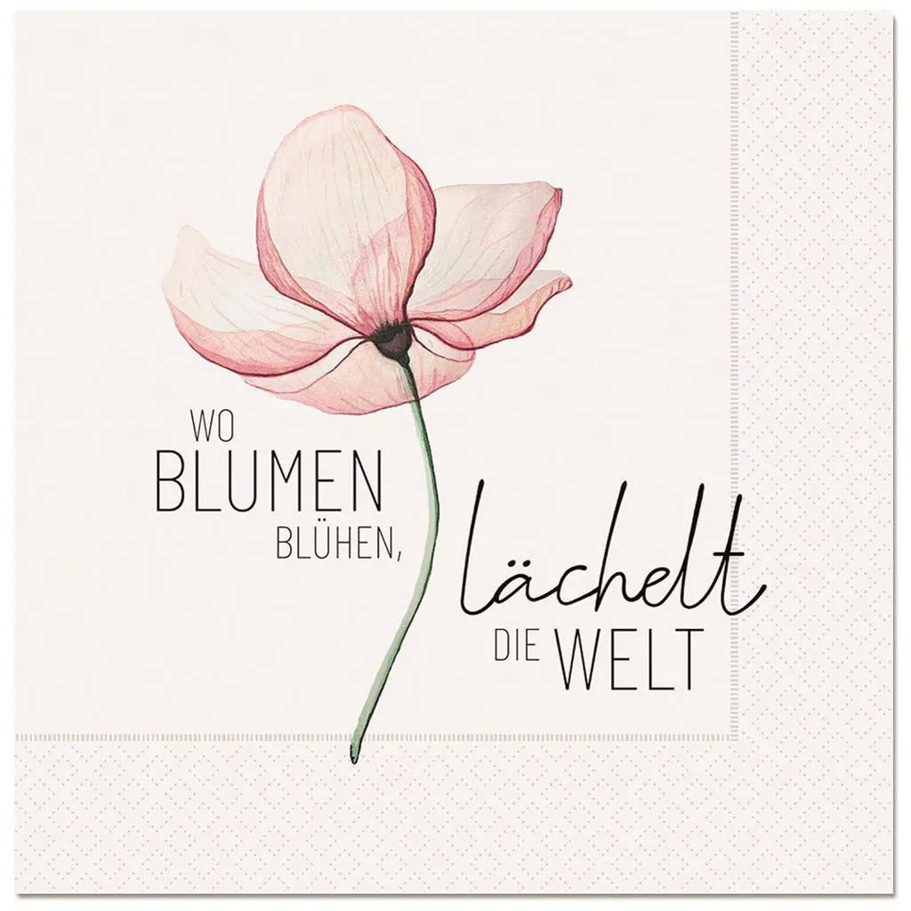 Geschenk für Dich - Servietten "Blüte" - Wo Blumen blühen, 33x33cm