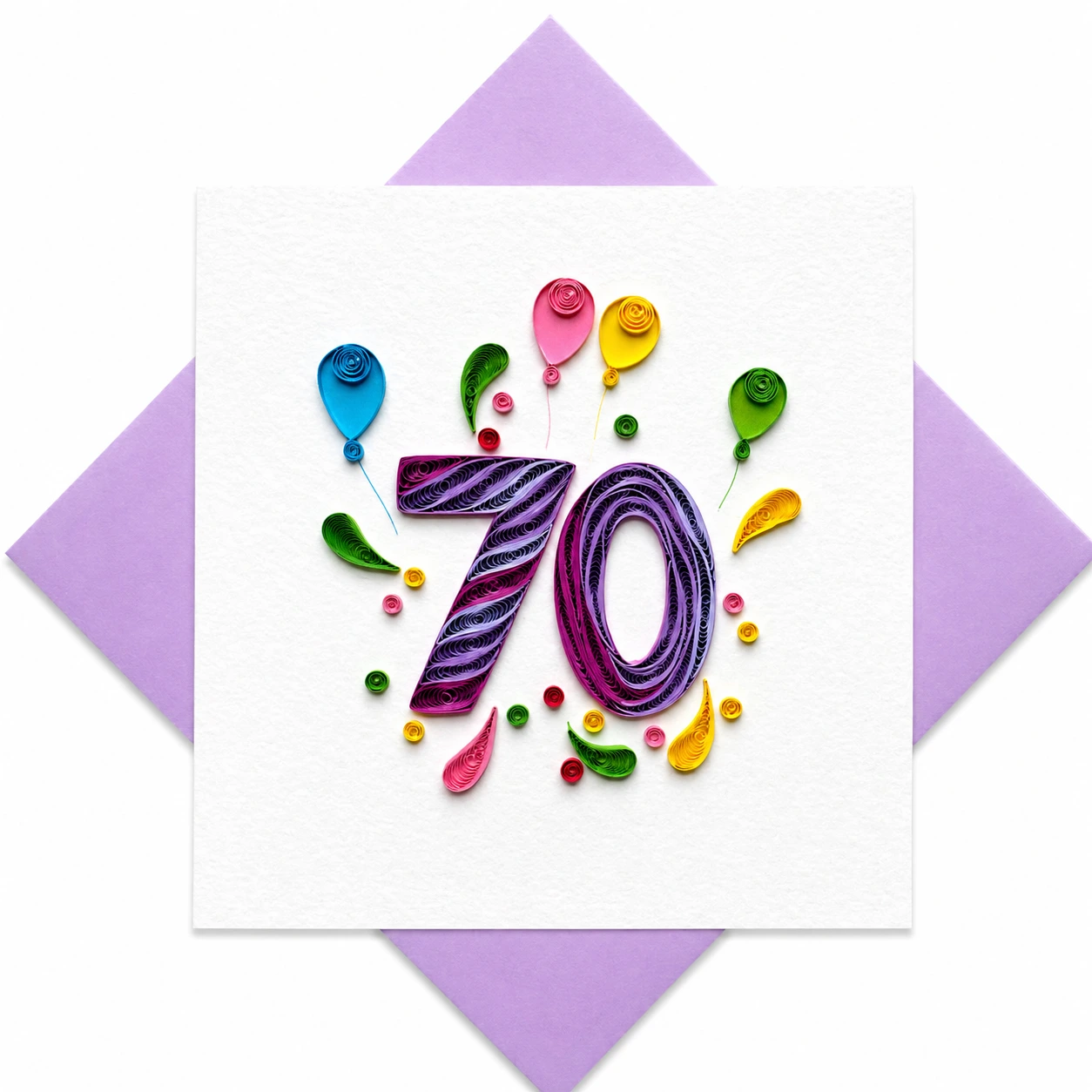 Handgefertigte Grußkarte „70 Jahre" von Papierfiligran