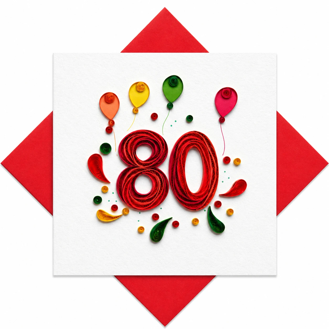 Handgefertigte Grußkarte „80 Jahre" von Papierfiligran