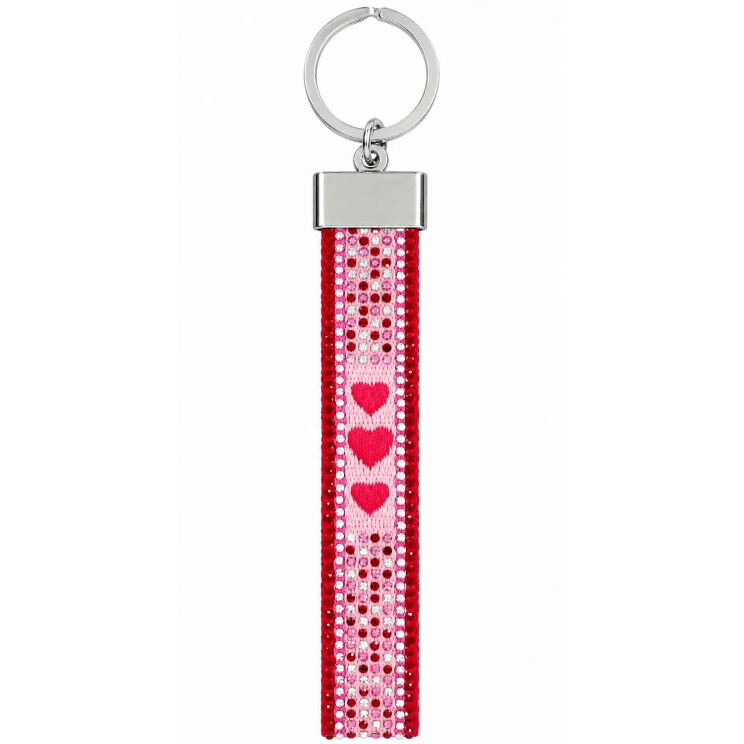 Canvas-Schlüsselanhänger „Liebe" mit Glitzersteinchen